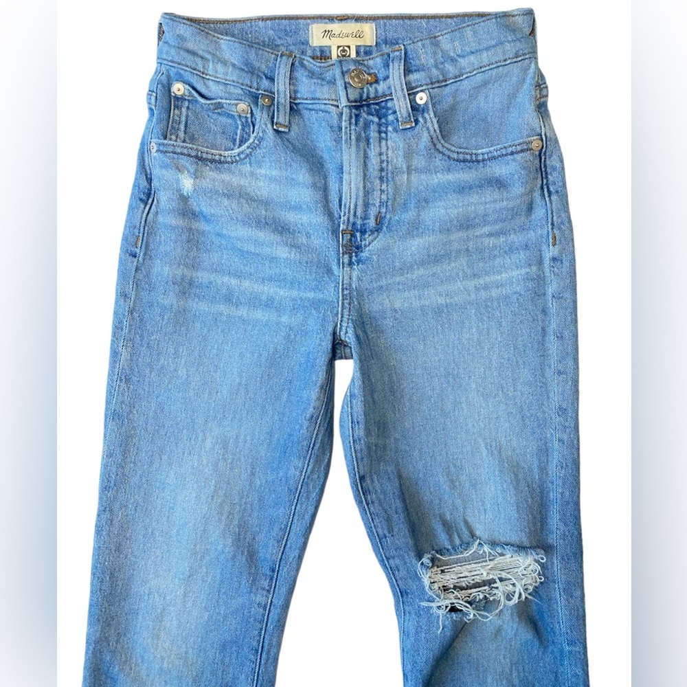 Madewell The Perfect Vintage High Rise Distressed Raw Cropped Jeans Blue SZ 23P - Picture 6 of 14